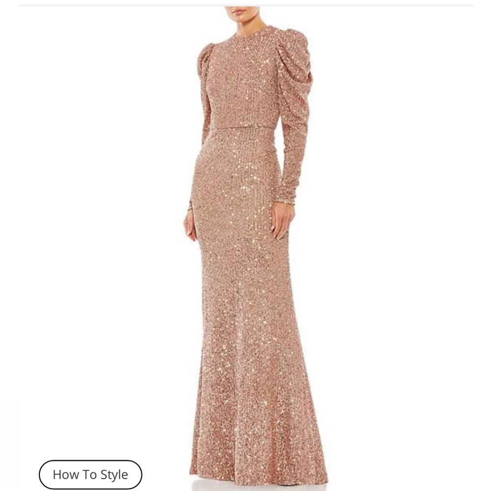 Gorgeous Mac Duggal sequined copper dress size 12.